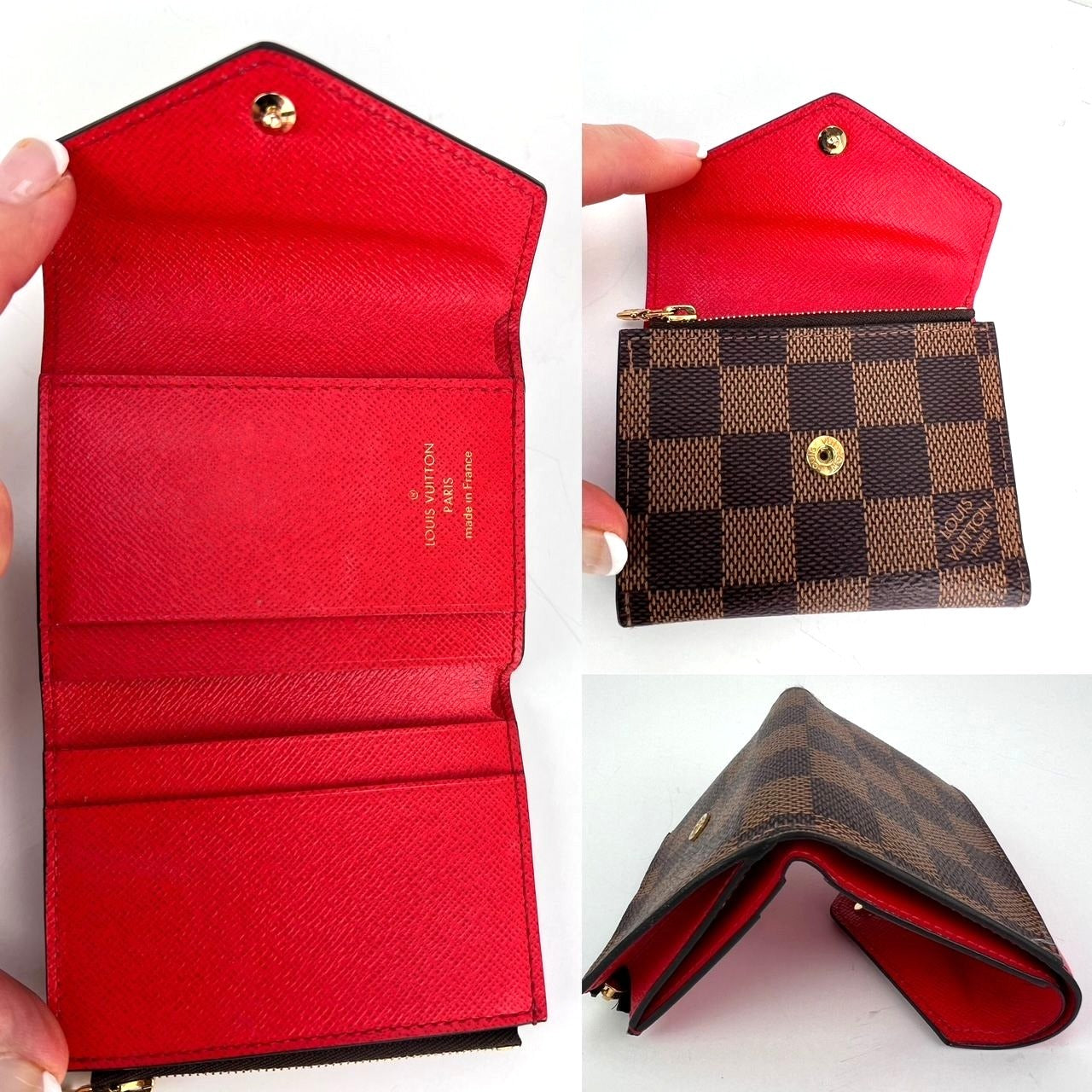 
                  
                    LOUIS VUITTON Zoe Damier Ebene Canvas Red Leather Wallet
                  
                