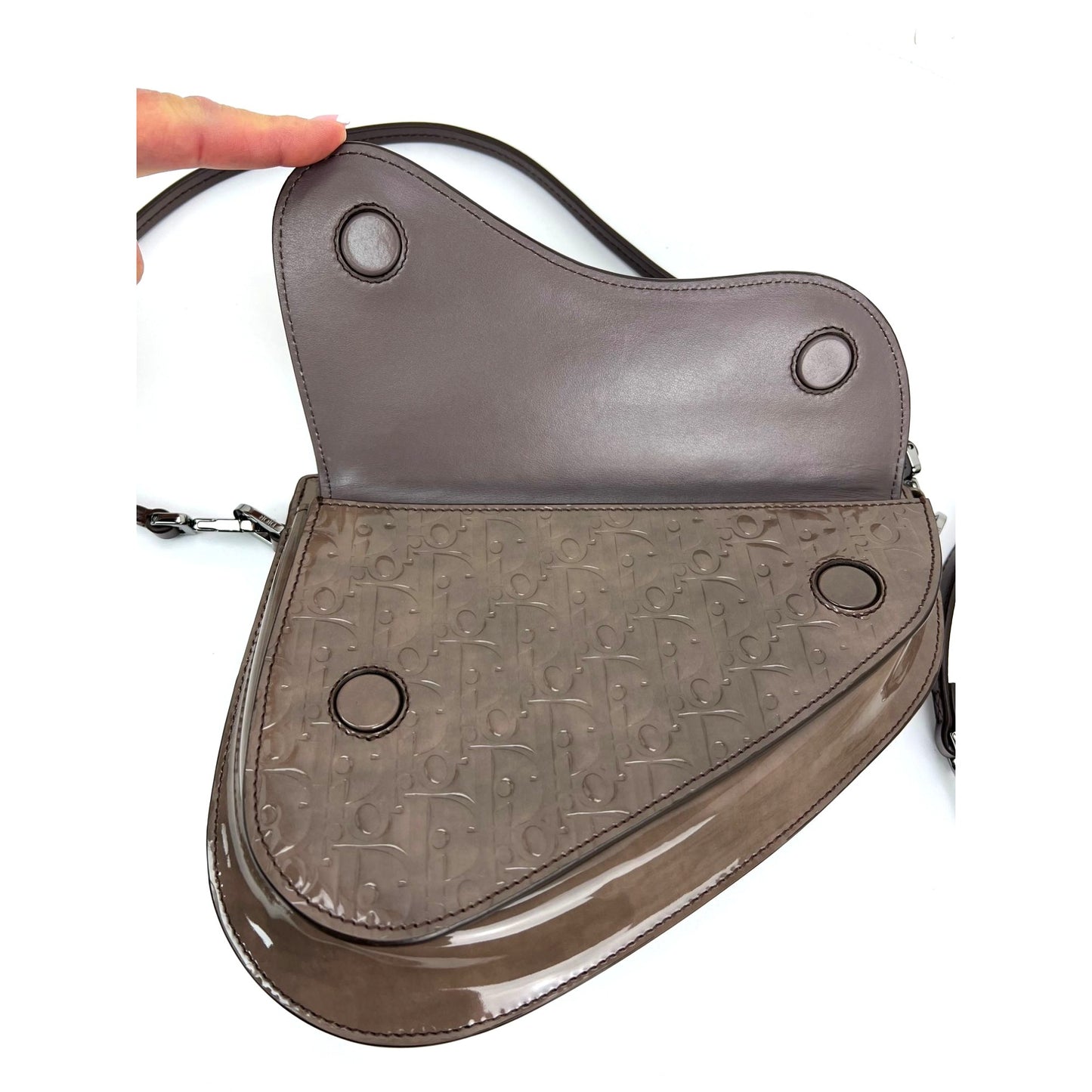 
                  
                    Christian Dior Saddle Boxy Patent Leather Plum Shoulder Hand Bag
                  
                