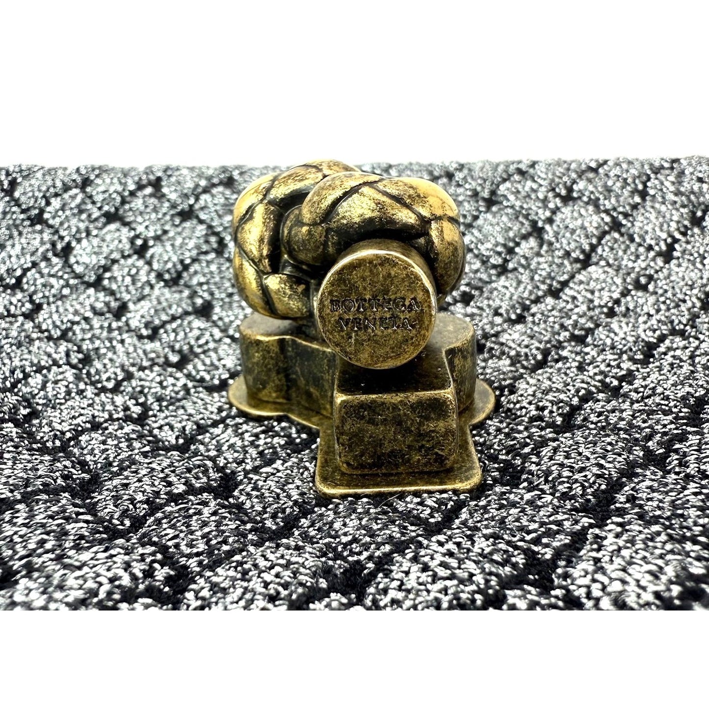 
                  
                    Bottega Veneta Metallic Wool Woven Patent Ayers Olimpia Knot Silver Crossbody Shoulder Bag
                  
                