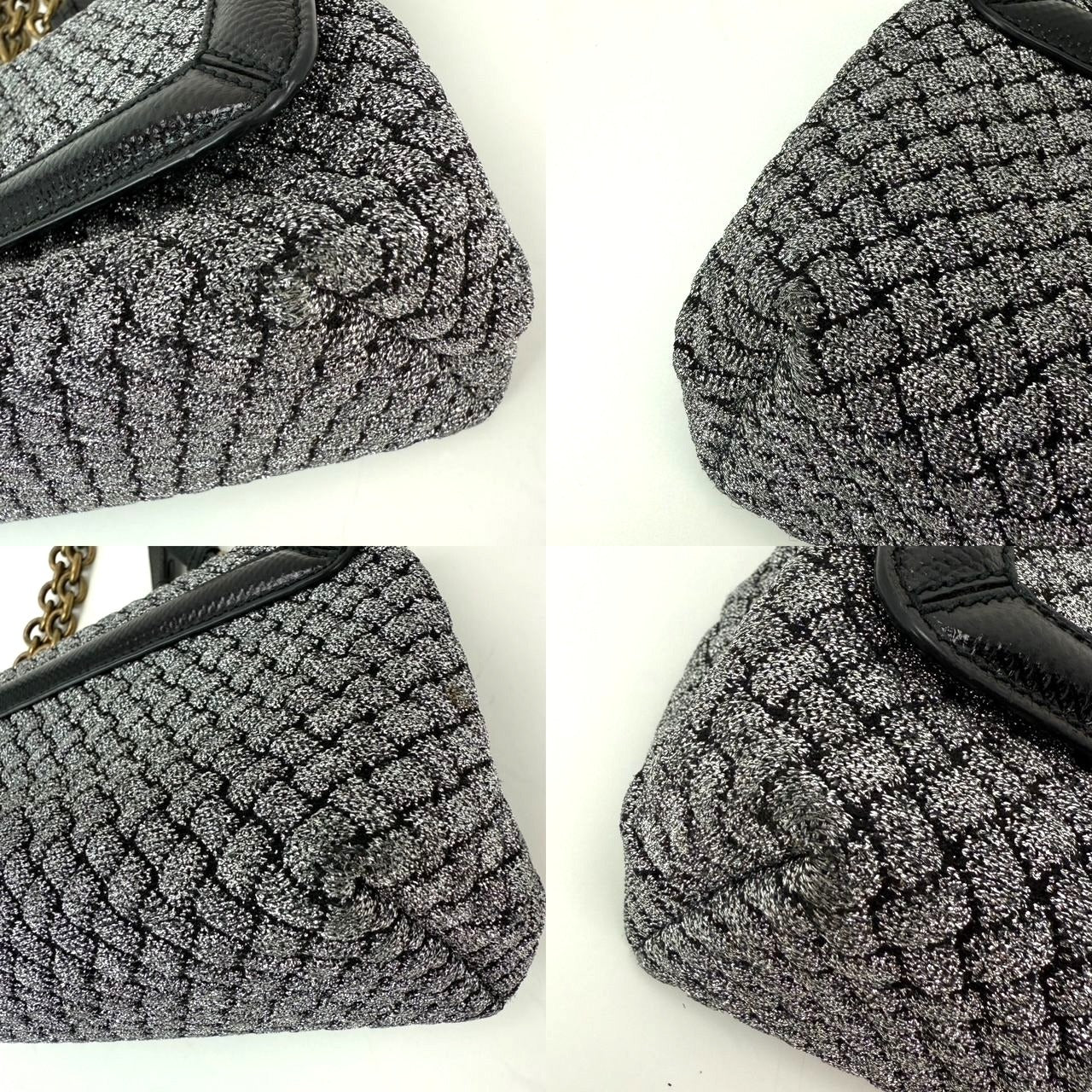 
                  
                    Bottega Veneta Metallic Wool Woven Patent Ayers Olimpia Knot Silver Crossbody Shoulder Bag
                  
                