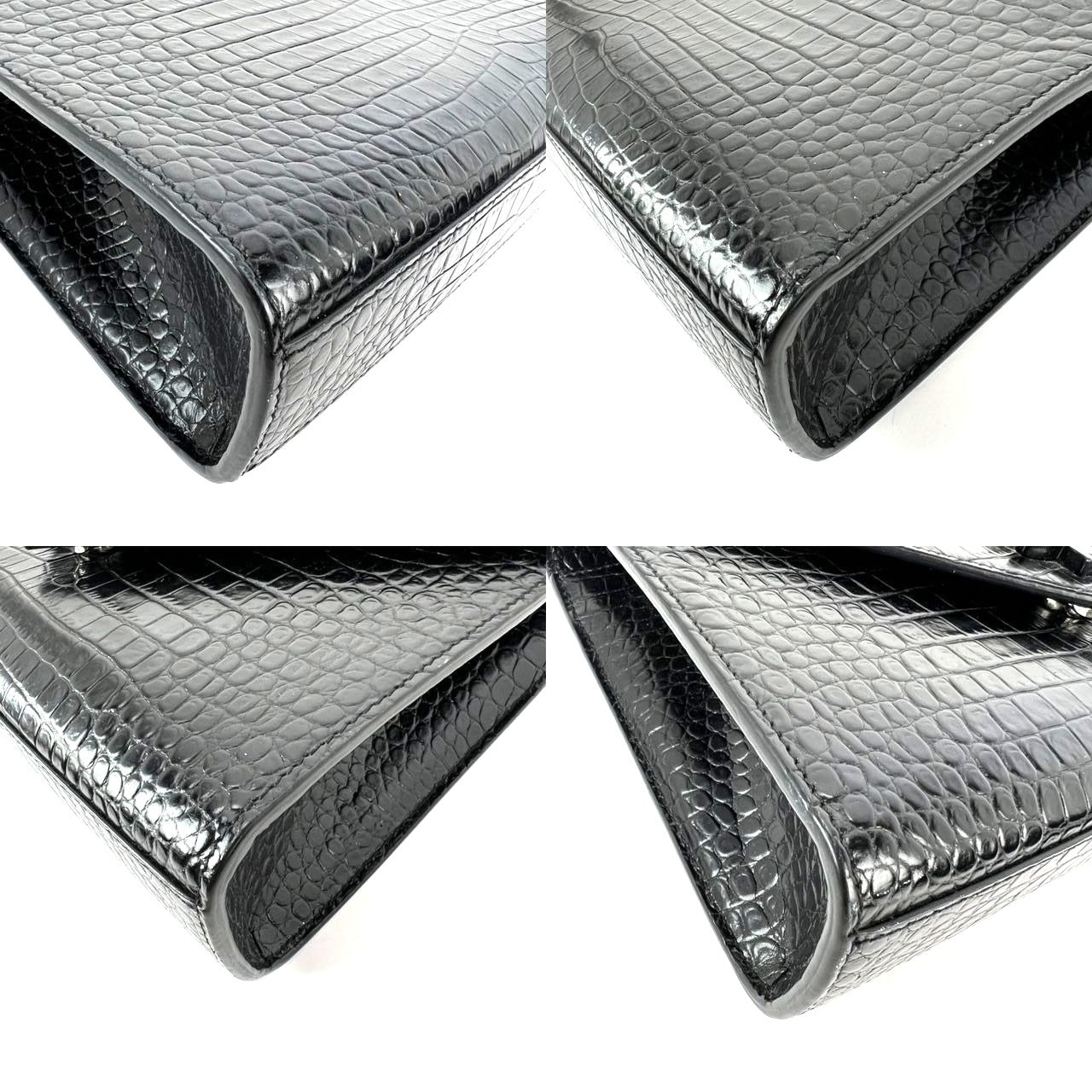 
                  
                    Saint Laurent Embossed Black Leather Envelope Medium Chain Shoulder Bag
                  
                