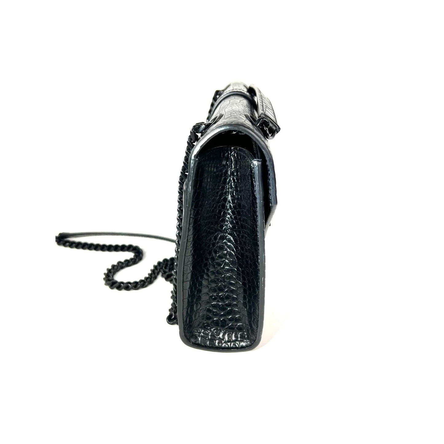 
                  
                    Saint Laurent Embossed Black Leather Envelope Medium Chain Shoulder Bag
                  
                
