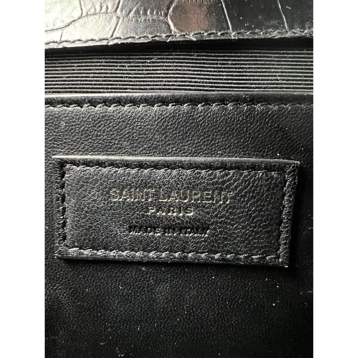 
                  
                    Saint Laurent Embossed Black Leather Envelope Medium Chain Shoulder Bag
                  
                