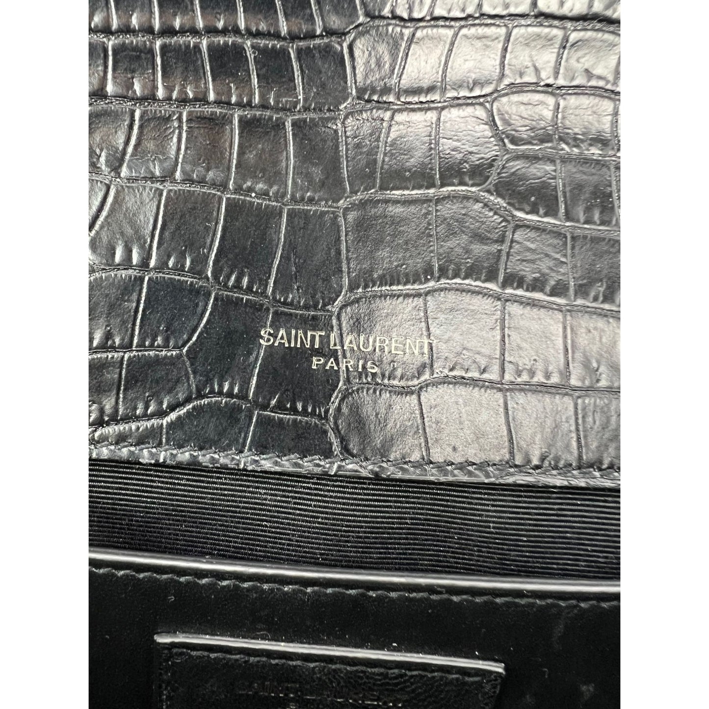 
                  
                    Saint Laurent Embossed Black Leather Envelope Medium Chain Shoulder Bag
                  
                