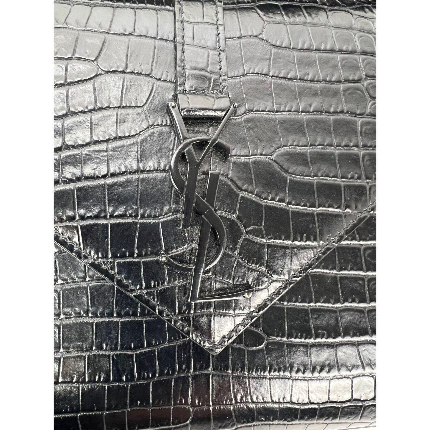 
                  
                    Saint Laurent Embossed Black Leather Envelope Medium Chain Shoulder Bag
                  
                