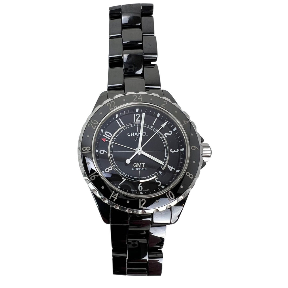 Chanel J12 GMT Stainless Steel Black Ceramic 41MM Watch Unisex