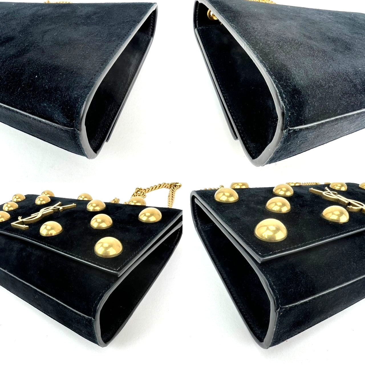 
                  
                    Saint Laurent Medium Kate Black Suede Studded Shoulder Bag
                  
                