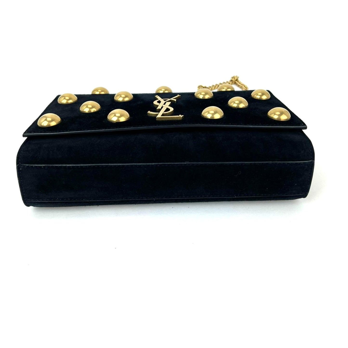 
                  
                    Saint Laurent Medium Kate Black Suede Studded Shoulder Bag
                  
                