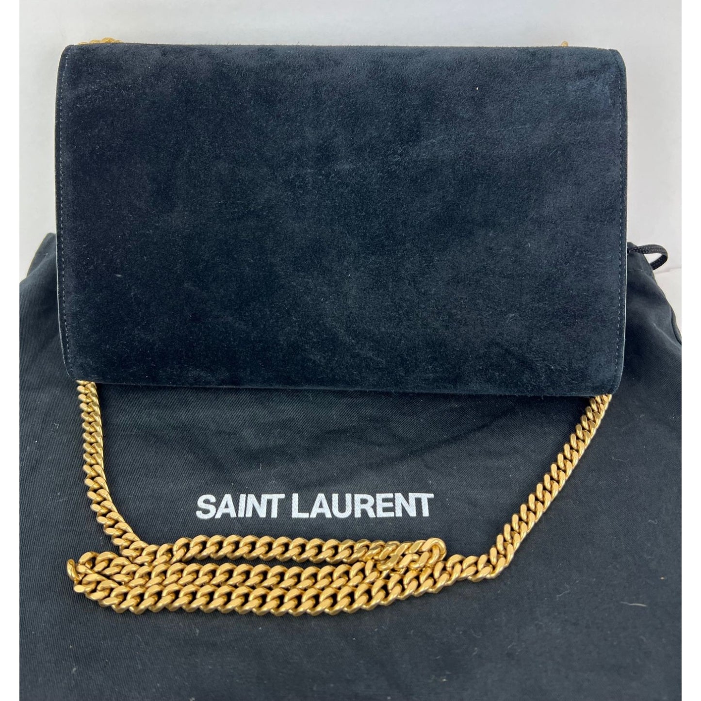 
                  
                    Saint Laurent Medium Kate Black Suede Studded Shoulder Bag
                  
                