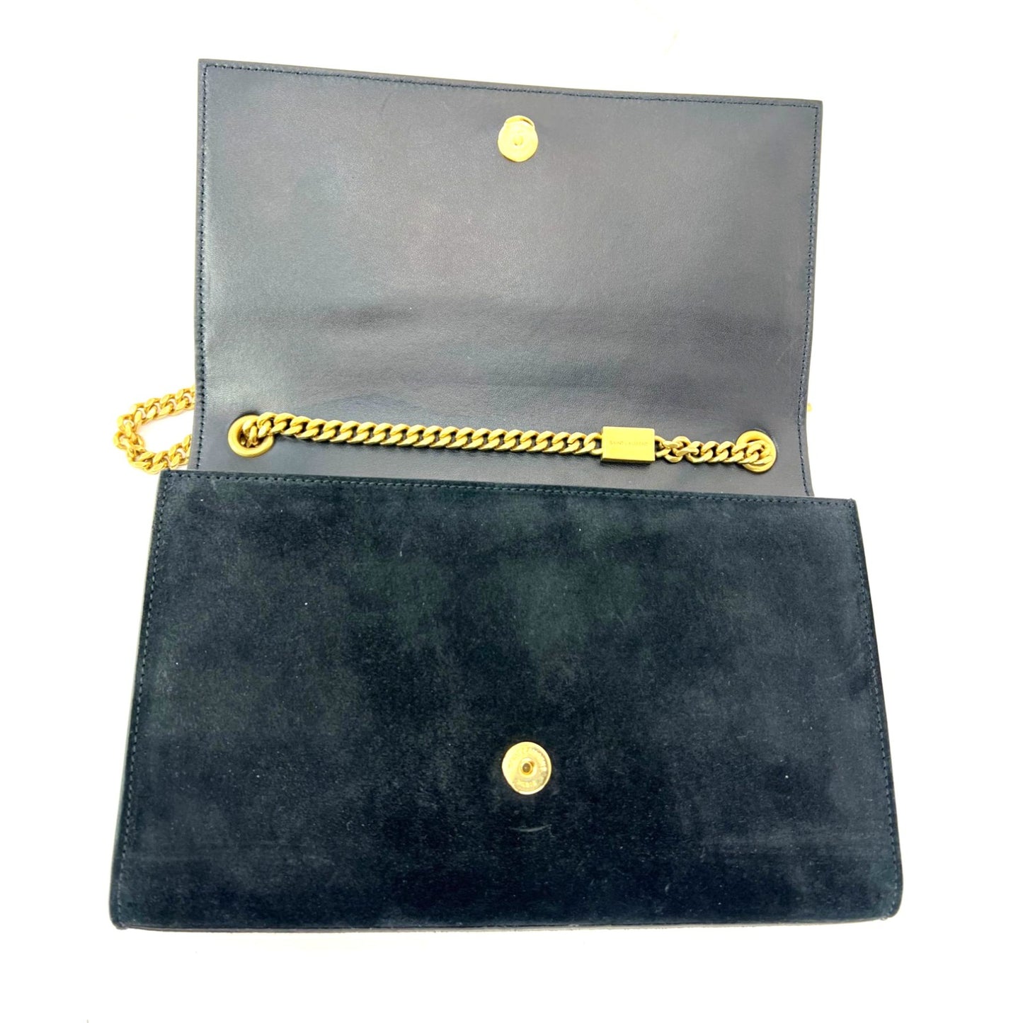 
                  
                    Saint Laurent Medium Kate Black Suede Studded Shoulder Bag
                  
                