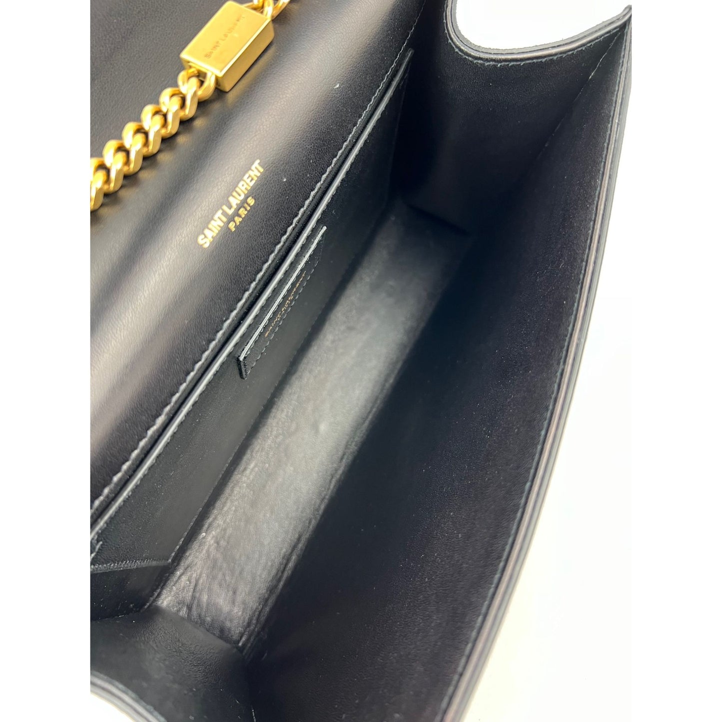 
                  
                    Saint Laurent Medium Kate Black Suede Studded Shoulder Bag
                  
                
