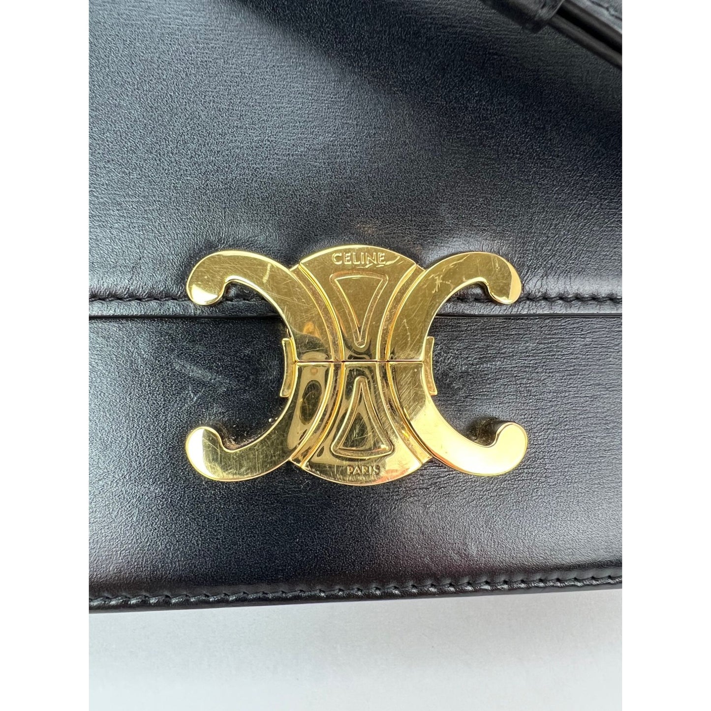 
                  
                    Celine Teen Triomphe Shiny Calfskin Black Shoulder Bag
                  
                