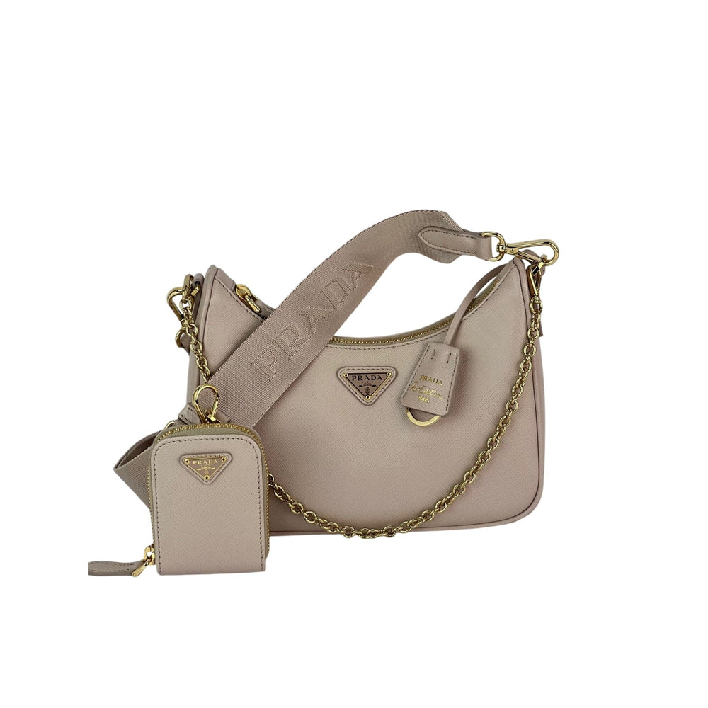 Prada Re edition 2005 Saffiano Beige Leather Crossbody Shoulder Bag