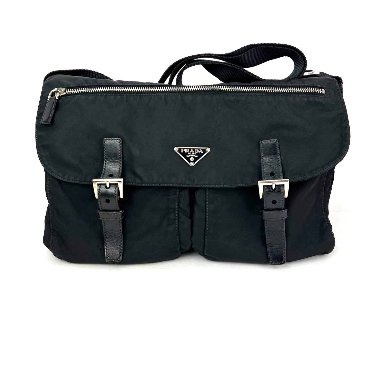 
                  
                    Prada Tessuto Nylon Double Buckle Black Messenger Bag
                  
                