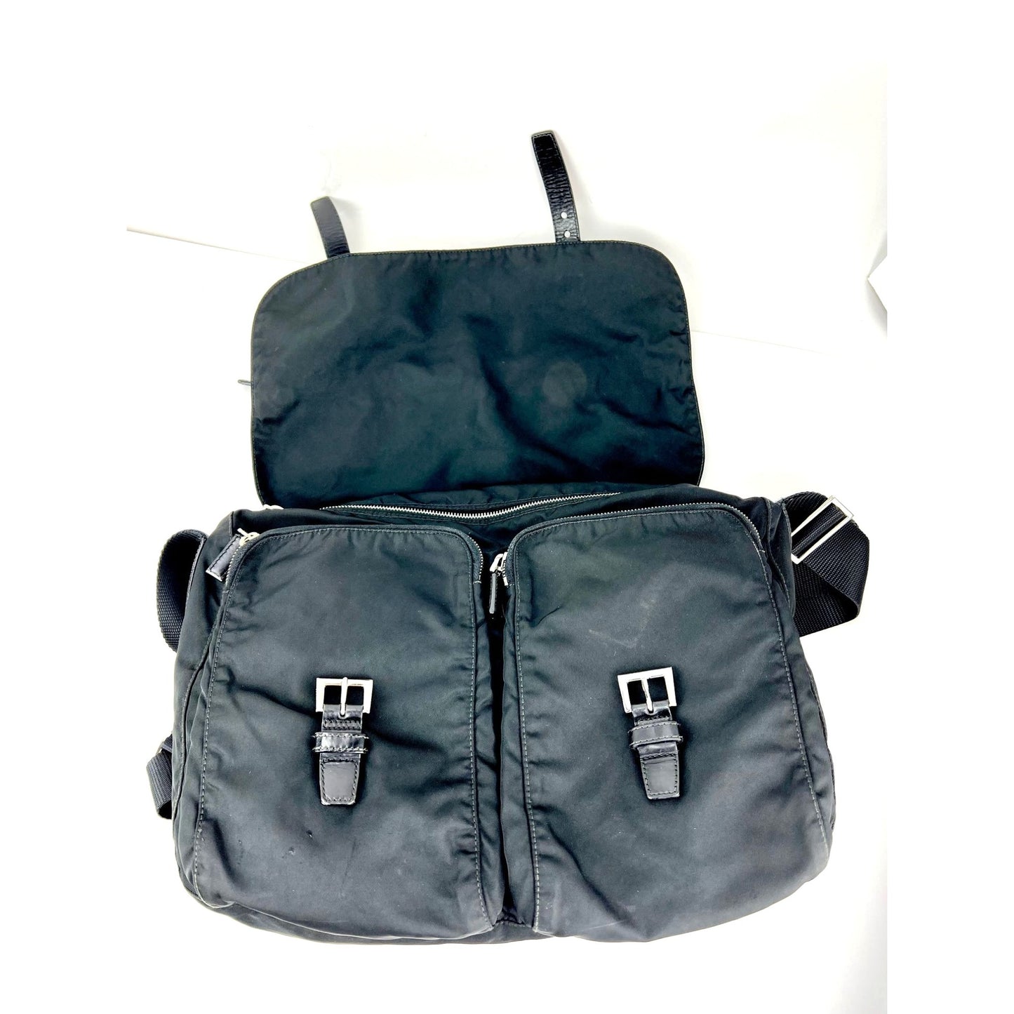 
                  
                    Prada Tessuto Nylon Double Buckle Black Messenger Bag
                  
                