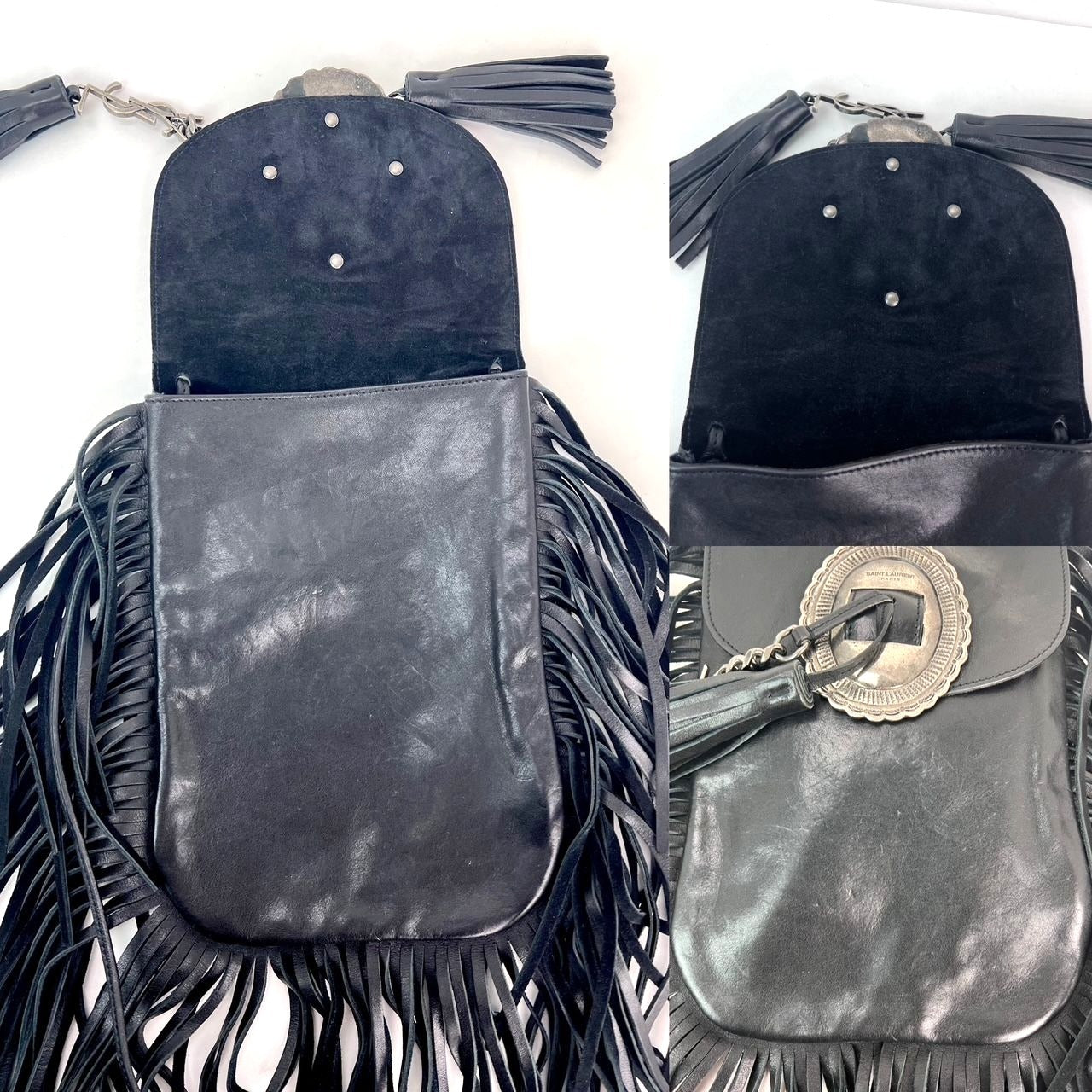 
                  
                    Saint Laurent Lambskin Anita Tassel Black Crossbody Bag
                  
                
