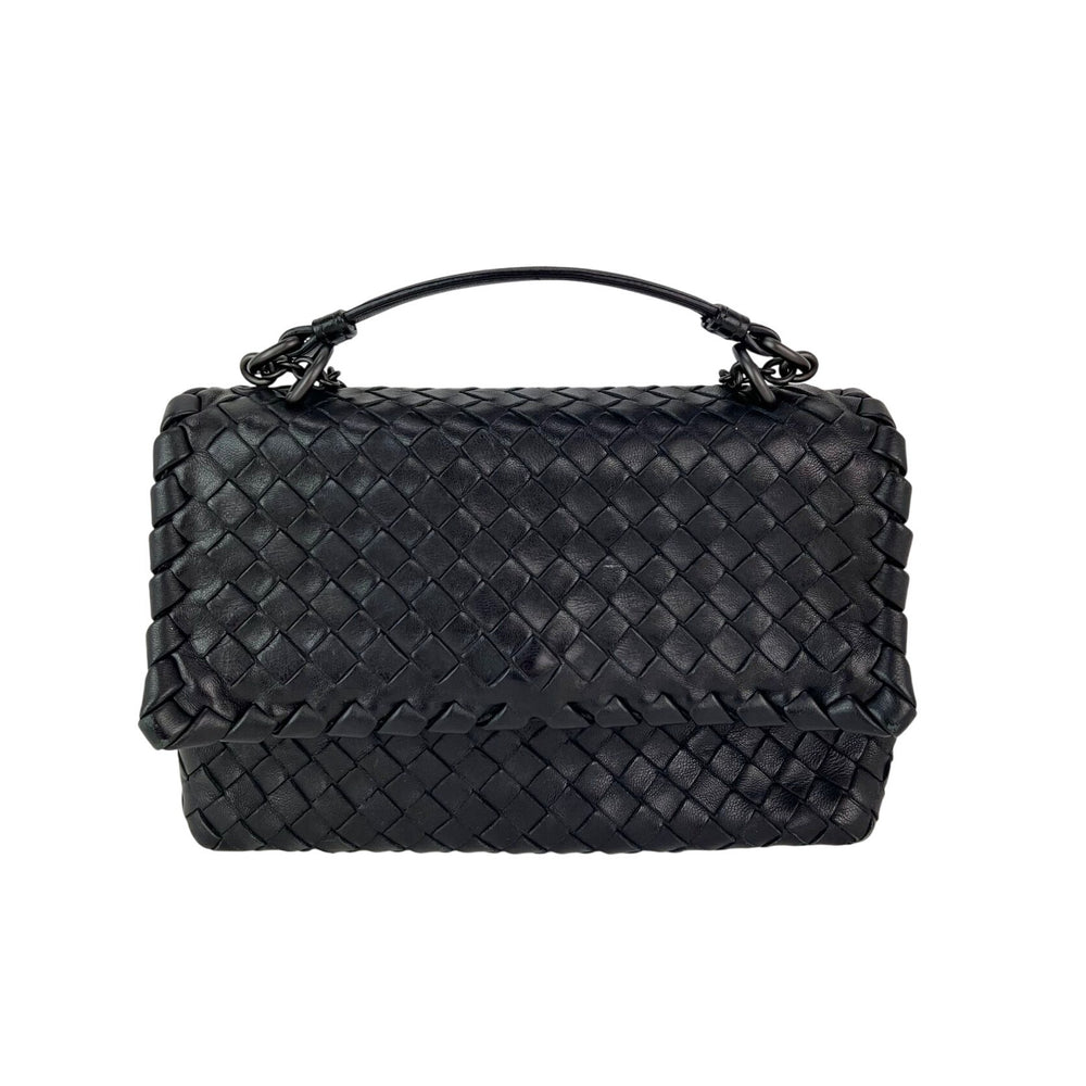 Bottega Veneta Nappa Intrecciato Small Olimpia Black Leather Crossbody Bag