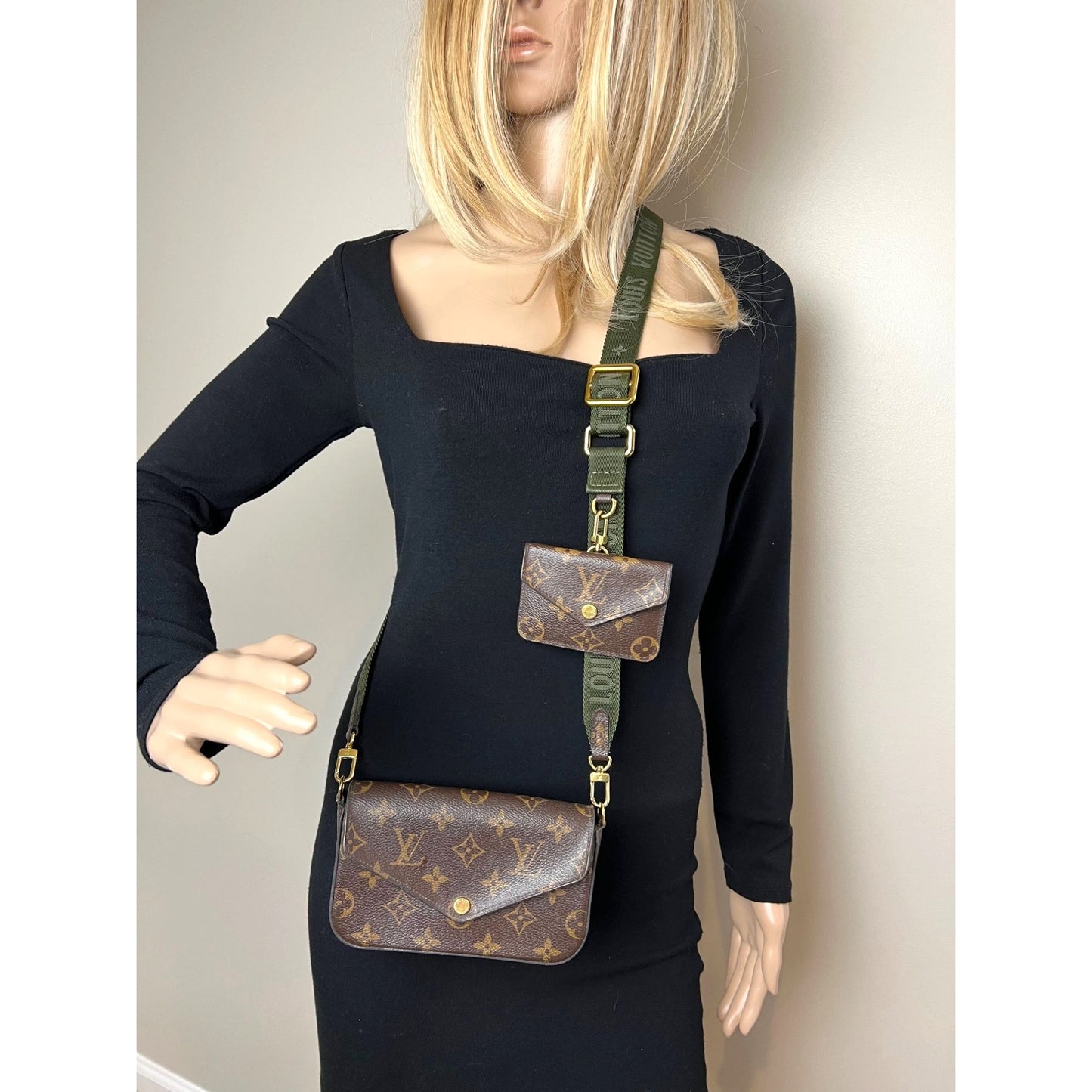 
                  
                    Louis Vuitton Monogram Strap & Go Khaki Felicie Crossbody Bag
                  
                