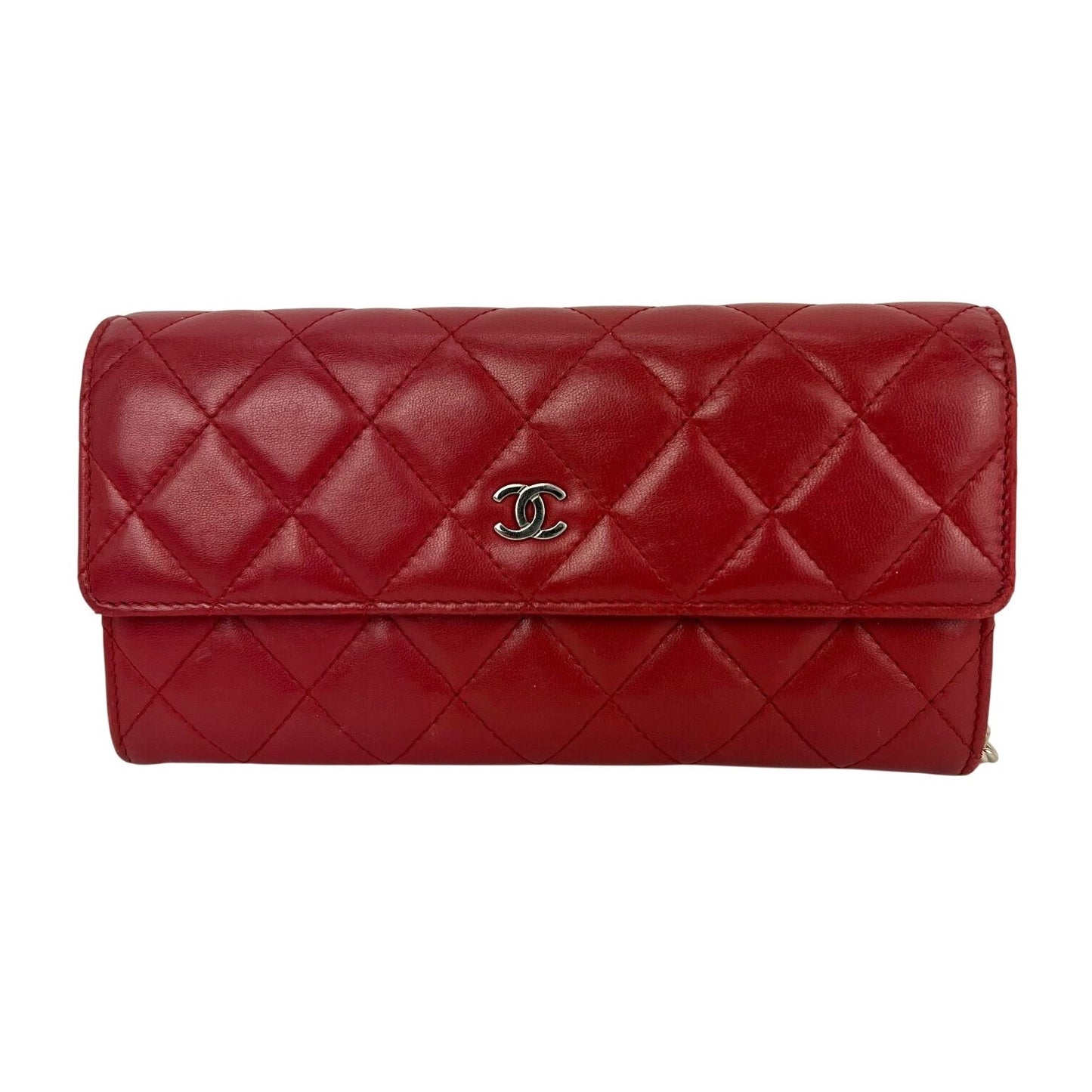 
                  
                    Chanel Lambskin Long Gusset Flap Red  Wallet Crossbody
                  
                
