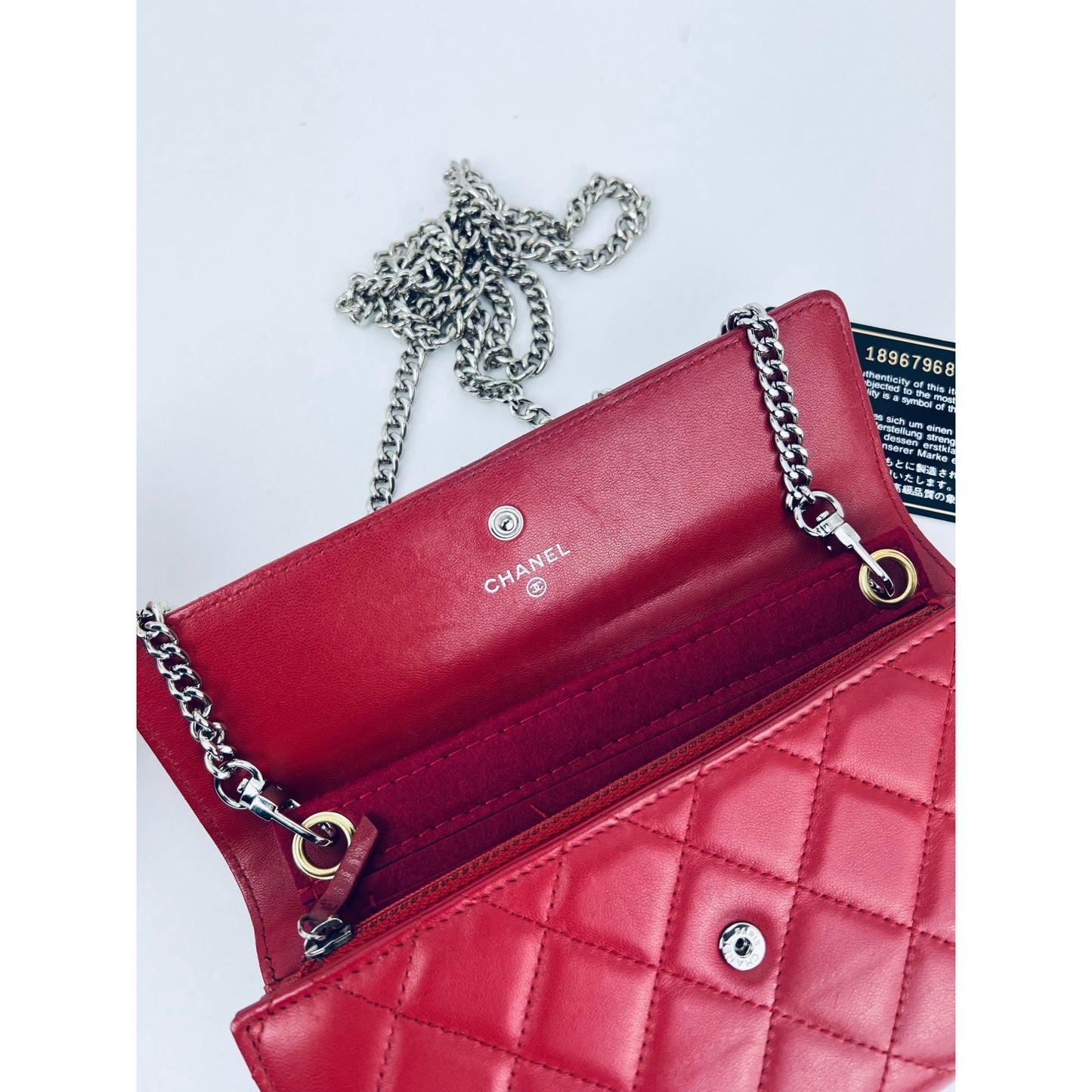 
                  
                    Chanel Lambskin Long Gusset Flap Red  Wallet Crossbody
                  
                