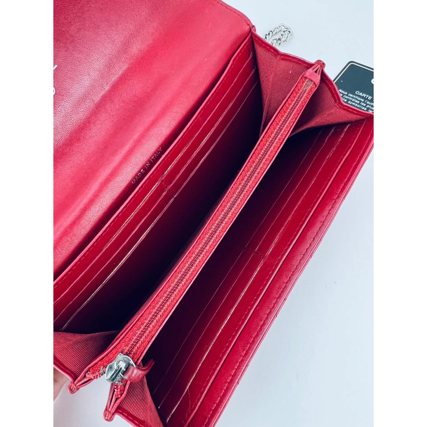 
                  
                    Chanel Lambskin Long Gusset Flap Red  Wallet Crossbody
                  
                
