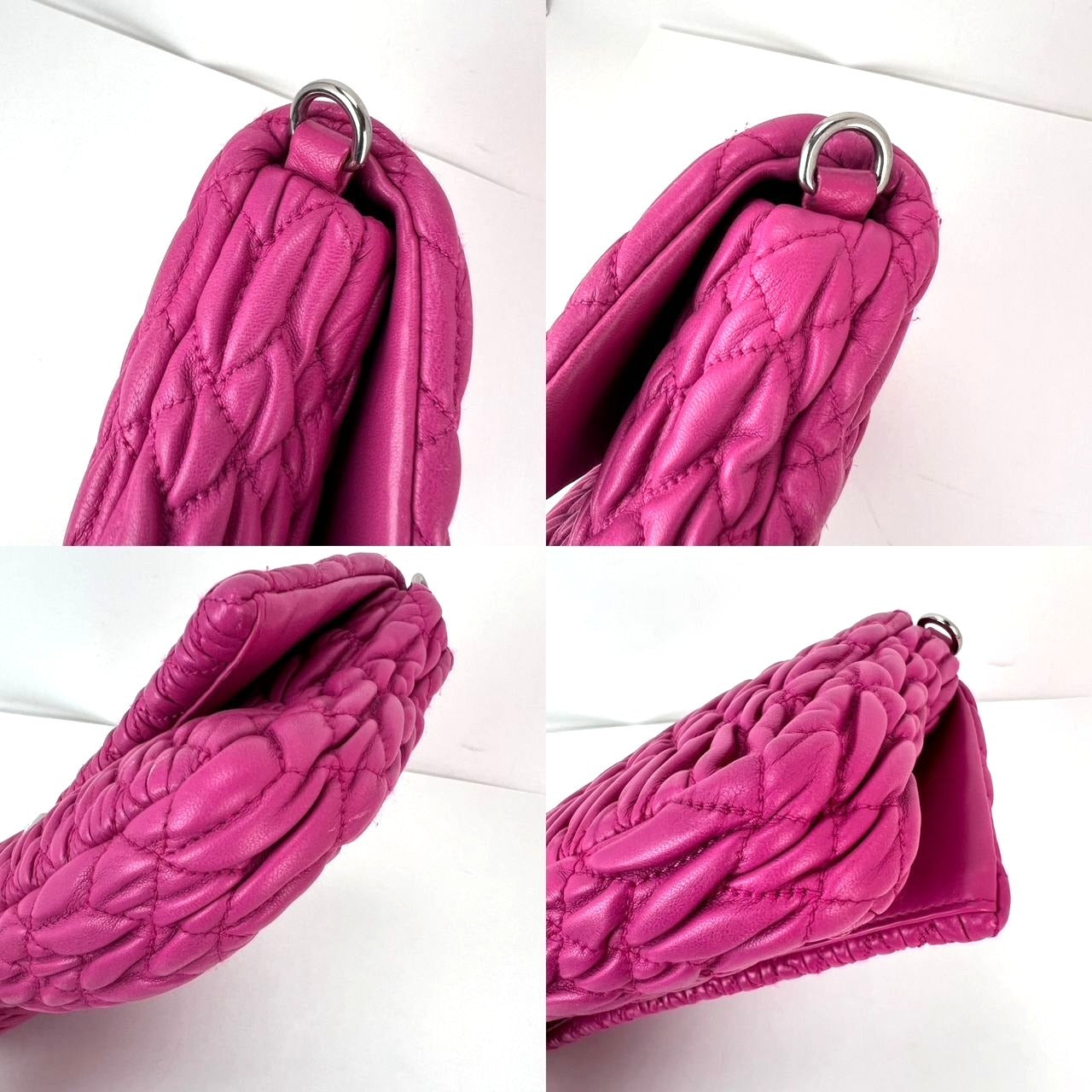 
                  
                    MiuMui Pink Lambskin Nappa Crystal Shoulder Clutch Bag
                  
                