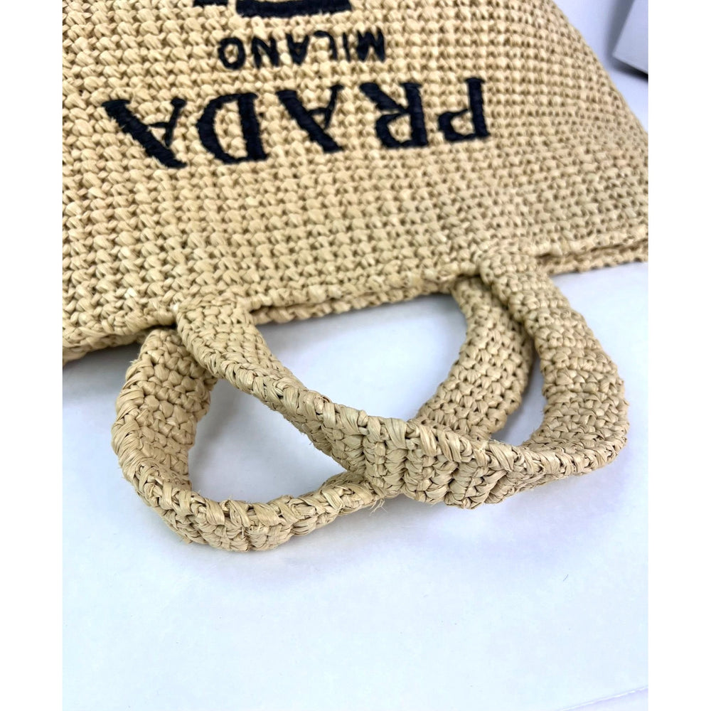 
                  
                    Prada Yarn Raffia Effect Crochet Embroidered Naturale Tote Bag
                  
                