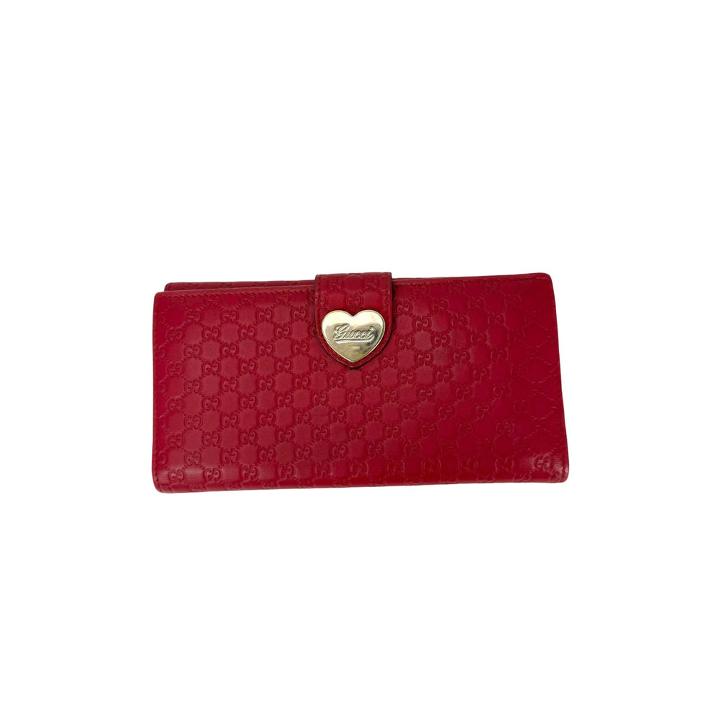Gucci Microguccissima Heart Continental Red Leather Wallet