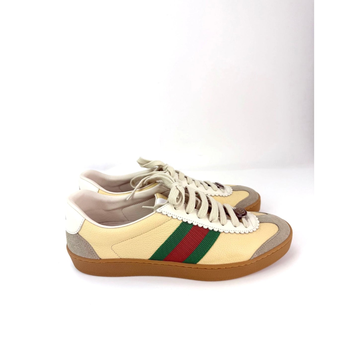 
                  
                    GUCCI G74 Yellow Leather Web Low Oatmeal Women's Sneakers Size 38.5 USA 8.5
                  
                