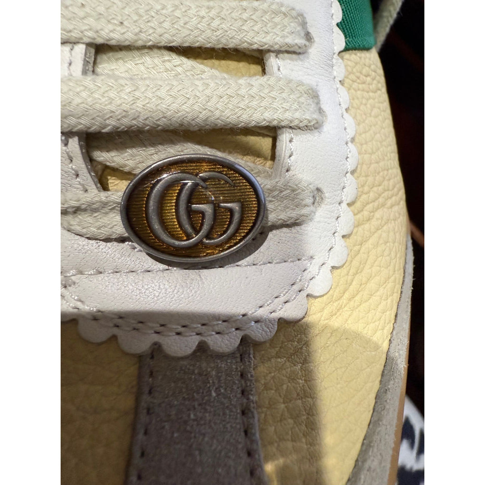 
                  
                    GUCCI G74 Yellow Leather Web Low Oatmeal Women's Sneakers Size 38.5 USA 8.5
                  
                
