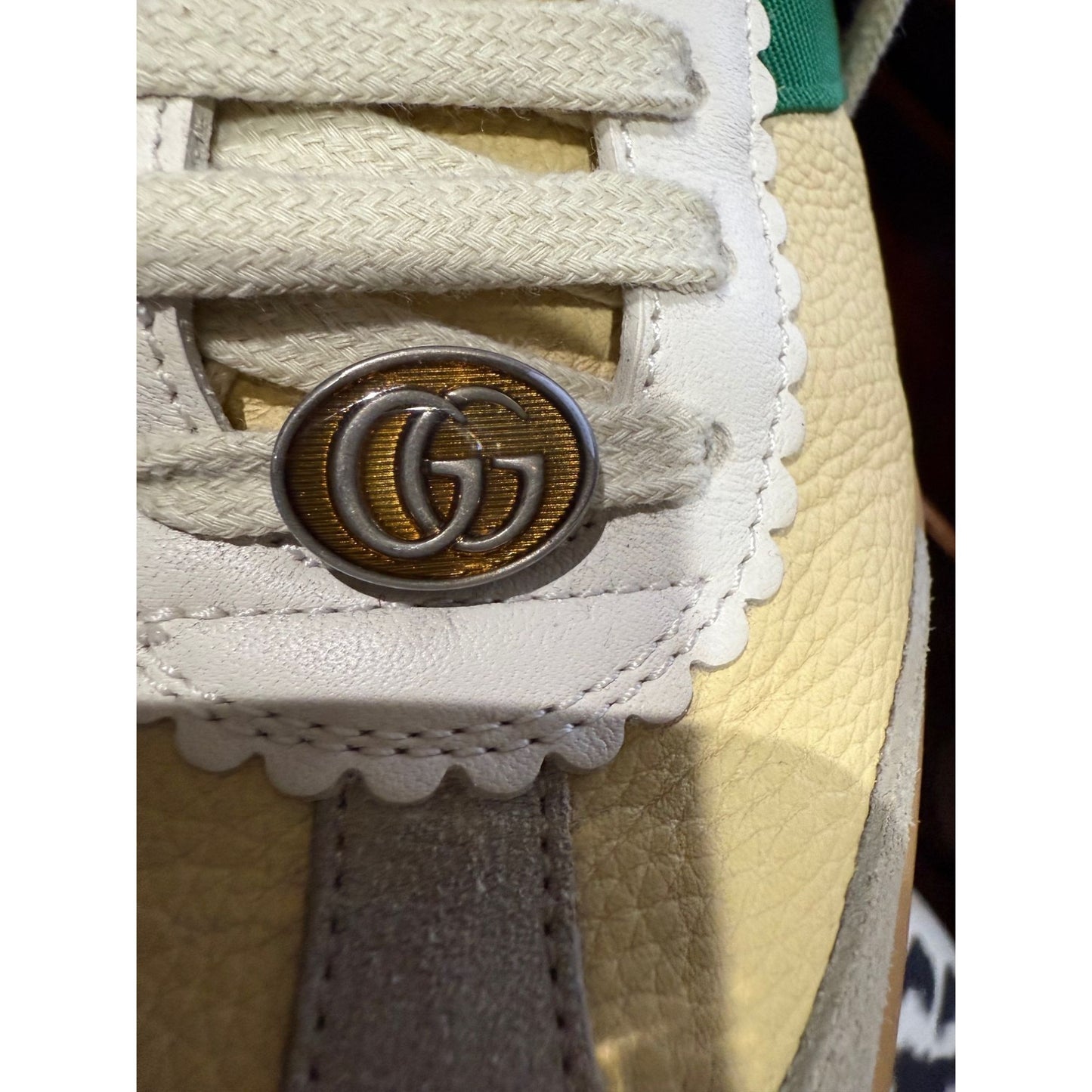 
                  
                    GUCCI G74 Yellow Leather Web Low Oatmeal Women's Sneakers Size 38.5 USA 8.5
                  
                