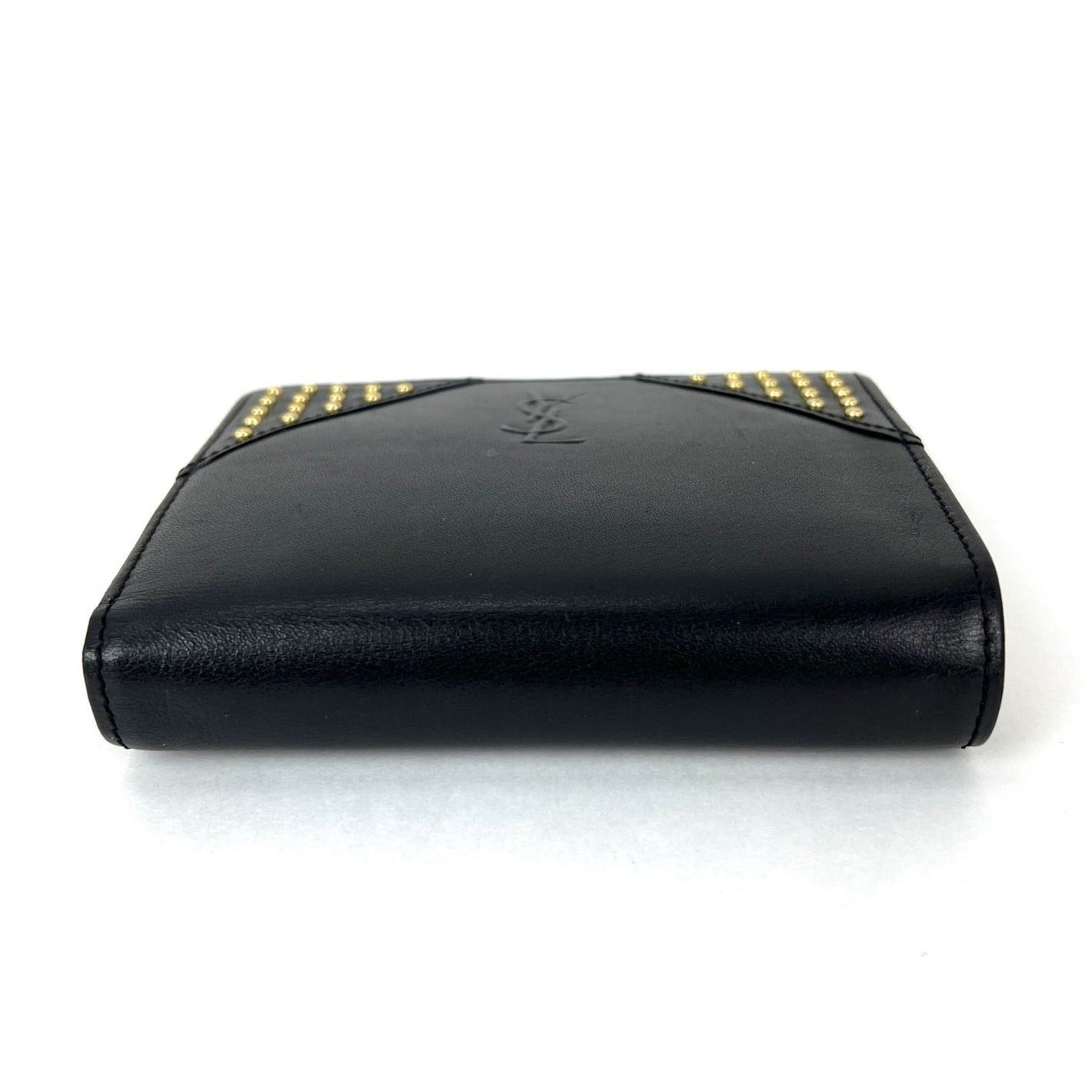 
                  
                    Saint Laurent Lambskin Cassandre Studs Black Leather Vintage Coin Wallet
                  
                