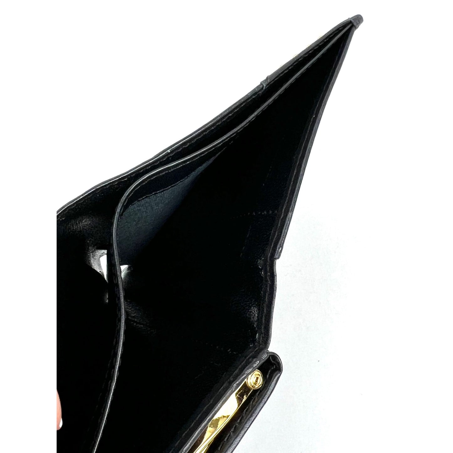 
                  
                    Saint Laurent Lambskin Cassandre Studs Black Leather Vintage Coin Wallet
                  
                