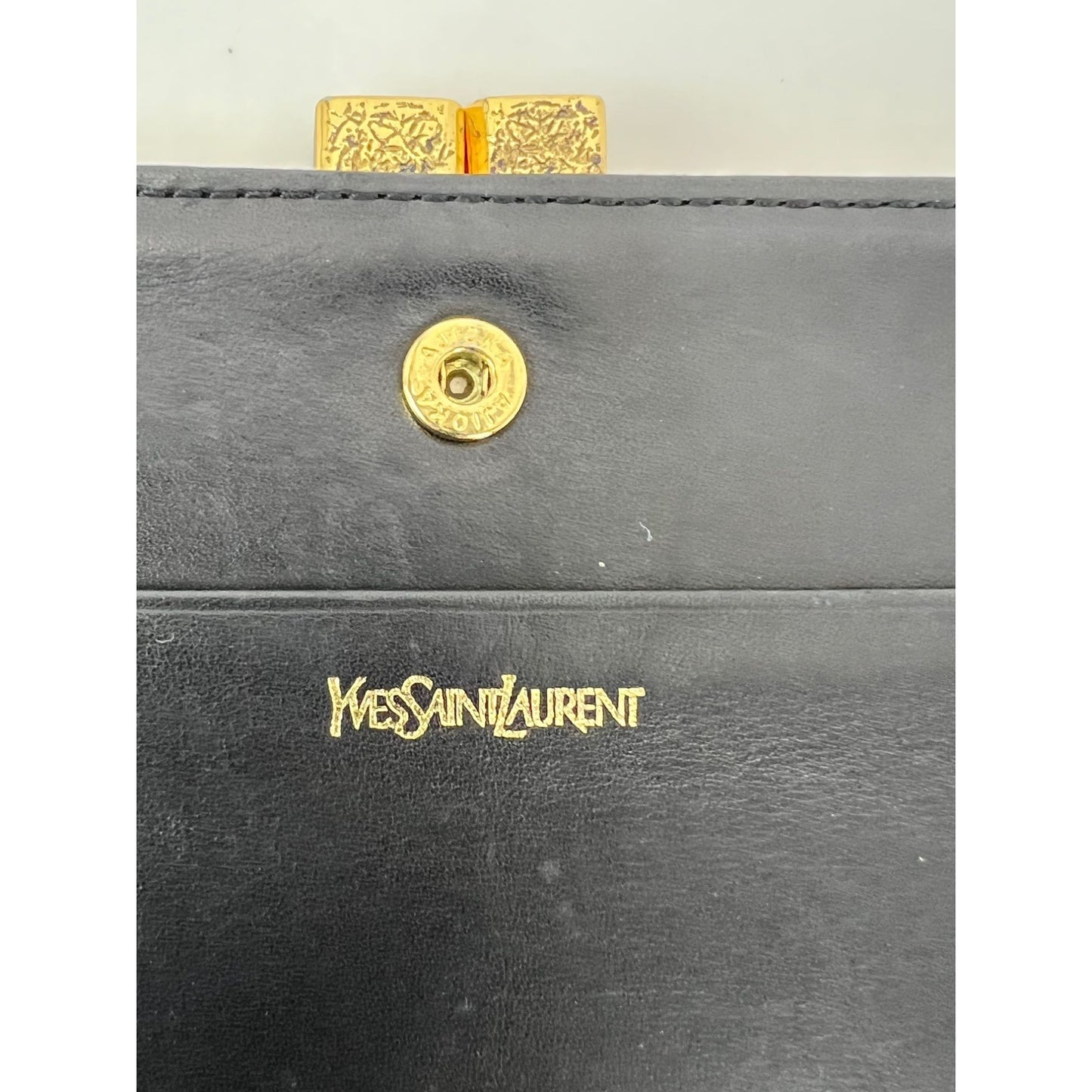 
                  
                    Saint Laurent Lambskin Cassandre Studs Black Leather Vintage Coin Wallet
                  
                