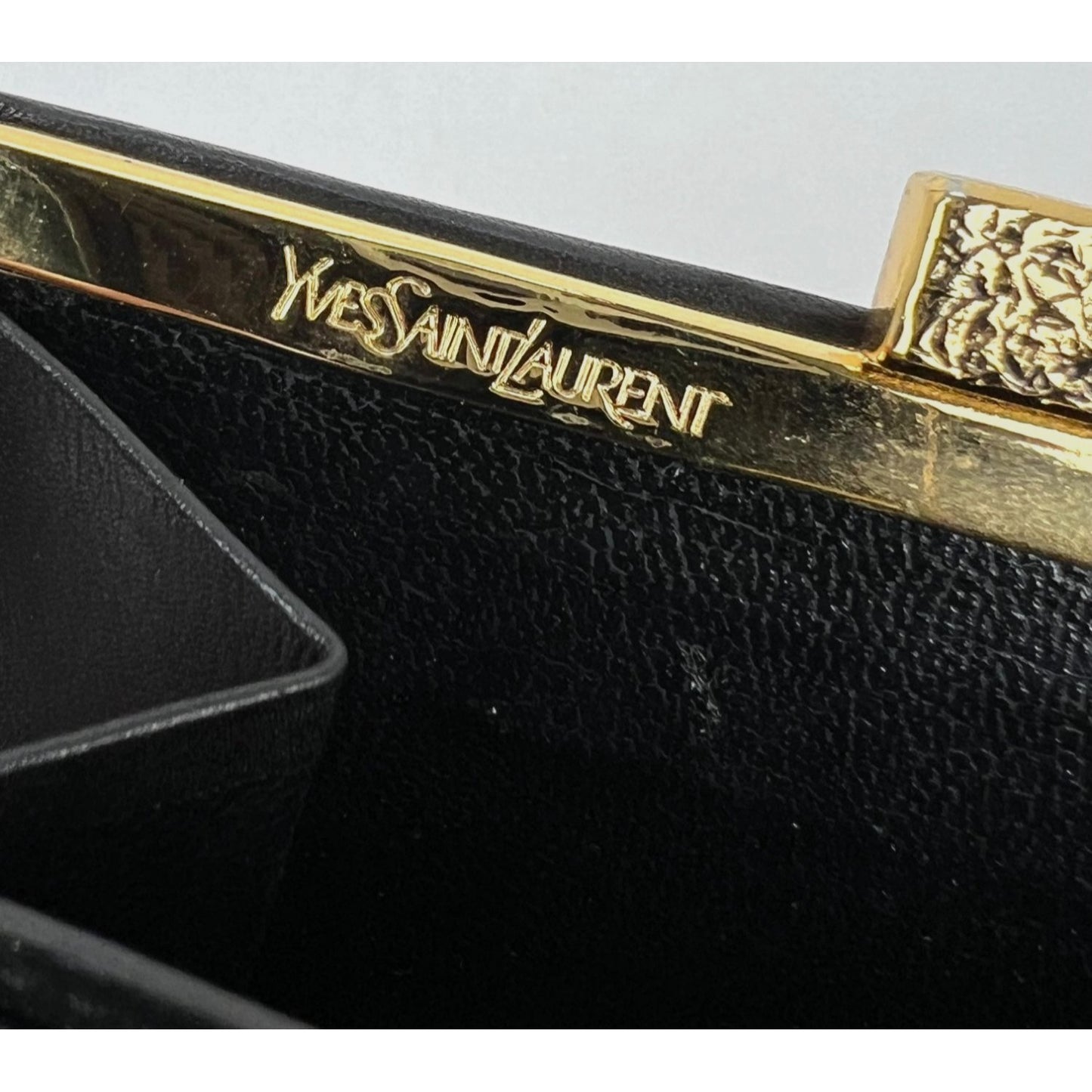 
                  
                    Saint Laurent Lambskin Cassandre Studs Black Leather Vintage Coin Wallet
                  
                