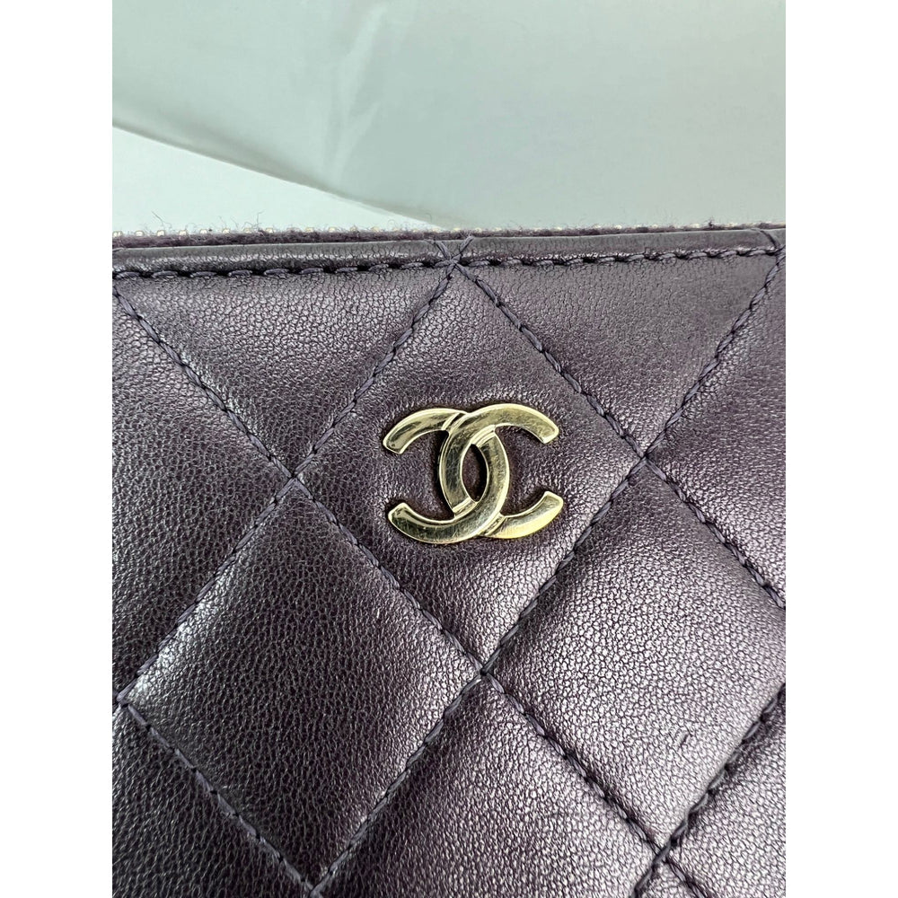 
                  
                    Chanel Smooth Quilted Large Gusset Zip Around Lambskin Iridesent Purple Wallet
                  
                