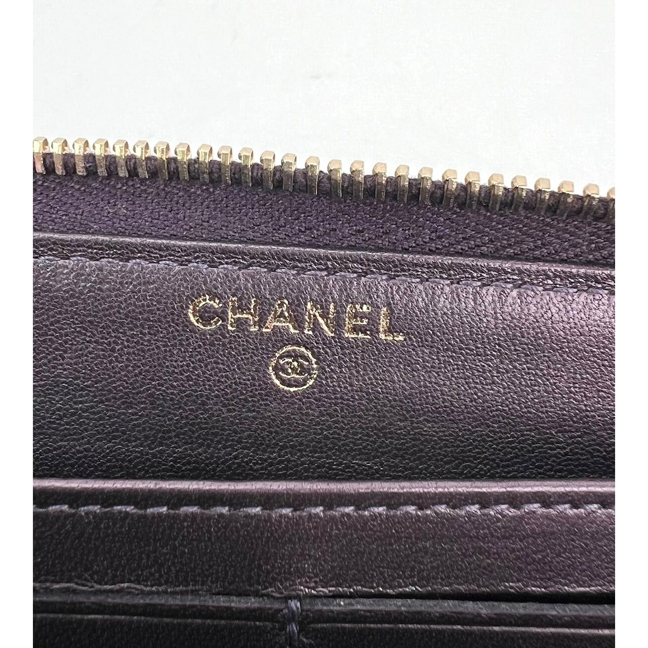 
                  
                    Chanel Smooth Quilted Large Gusset Zip Around Lambskin Iridesent Purple Wallet
                  
                