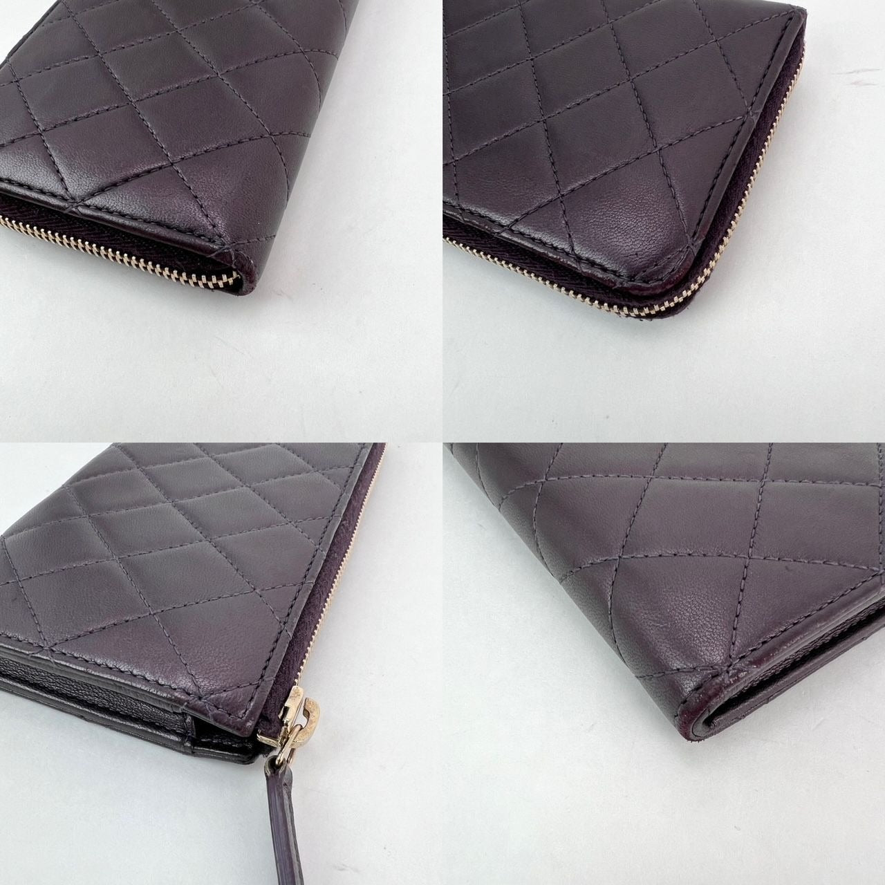 
                  
                    Chanel Smooth Quilted Large Gusset Zip Around Lambskin Iridesent Purple Wallet
                  
                