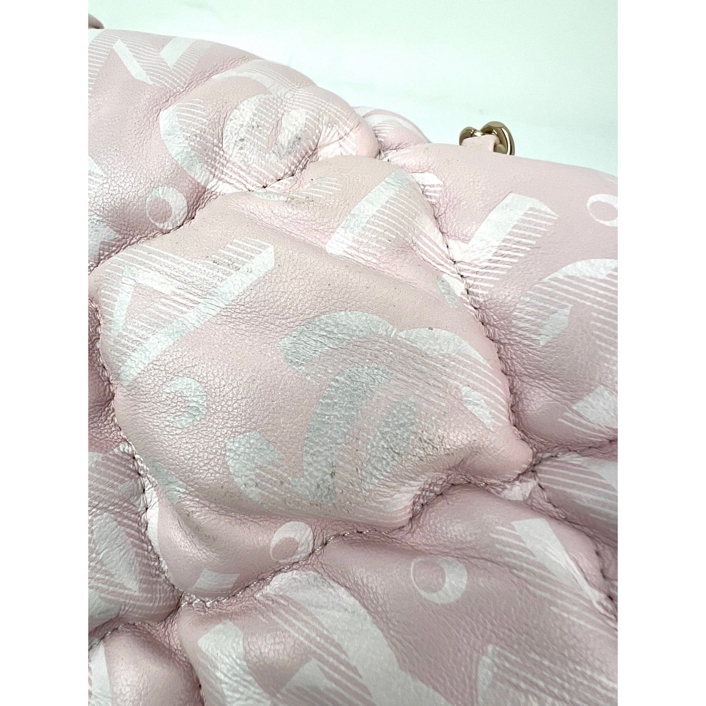 
                  
                    Chanel Printed Calfskin Quilted Medium Puffy Bubbly CC Pink Flap Bag
                  
                