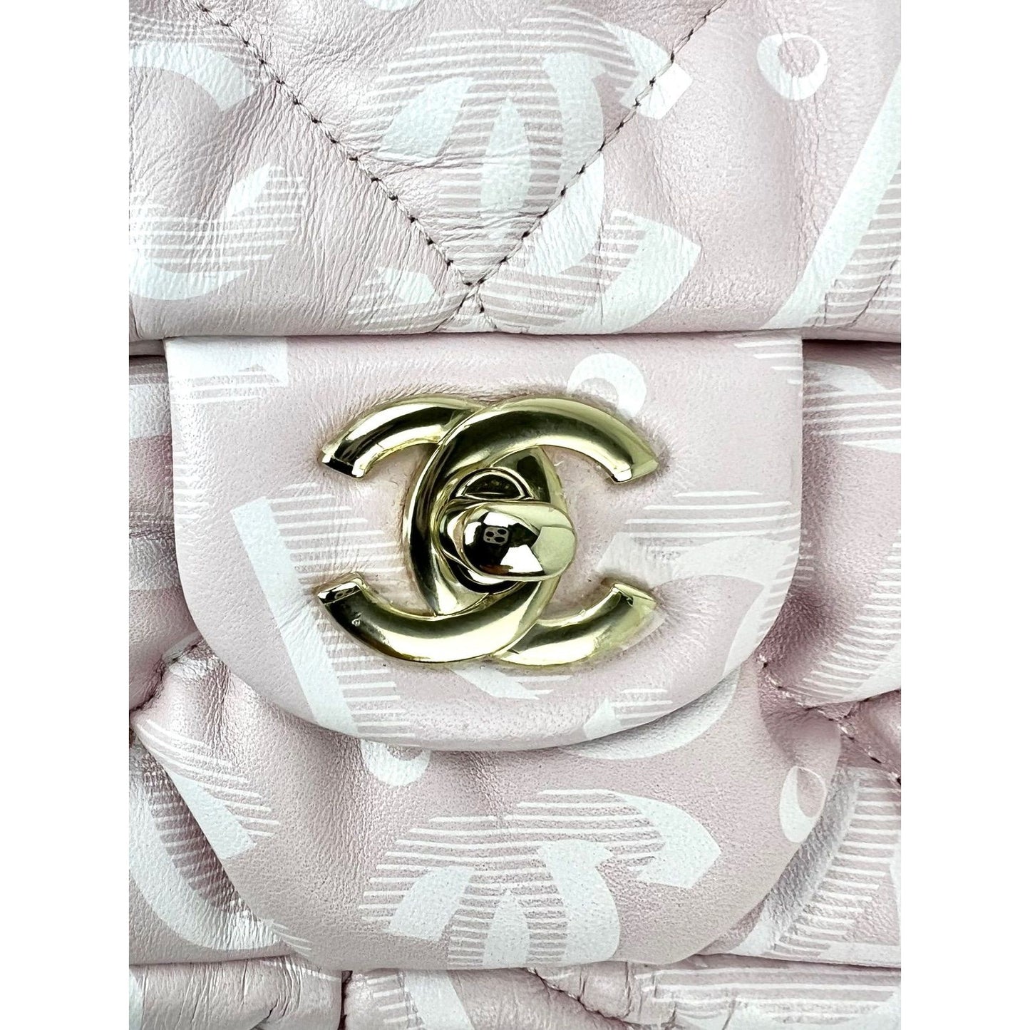 
                  
                    Chanel Printed Calfskin Quilted Medium Puffy Bubbly CC Pink Flap Bag
                  
                
