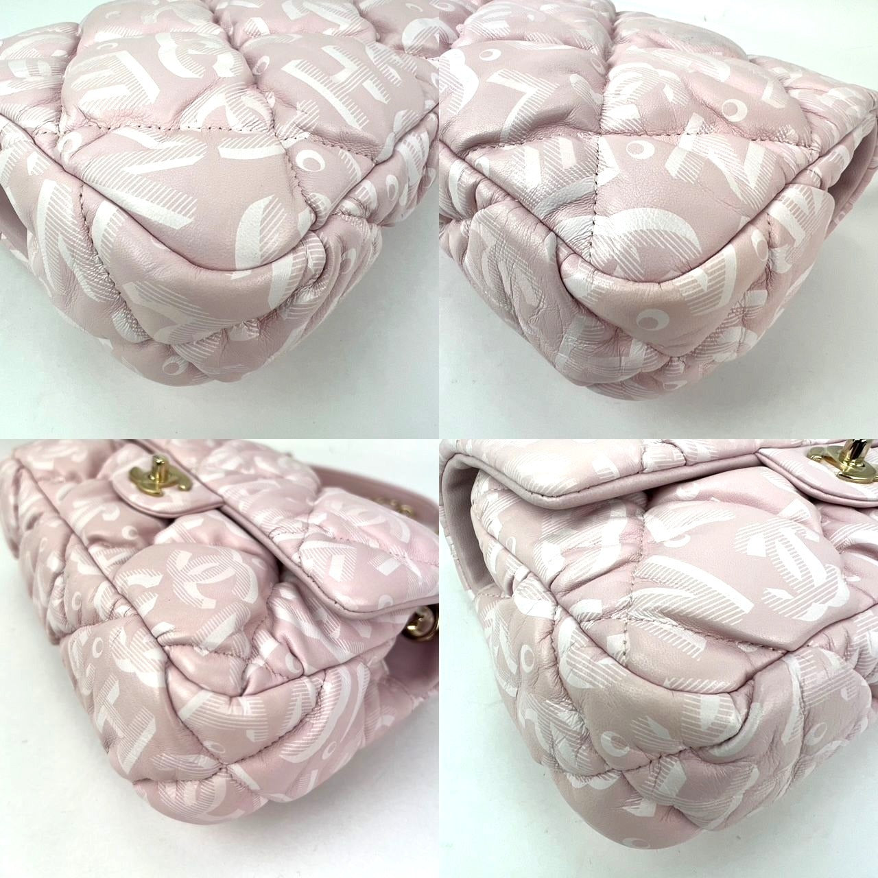 
                  
                    Chanel Printed Calfskin Quilted Medium Puffy Bubbly CC Pink Flap Bag
                  
                