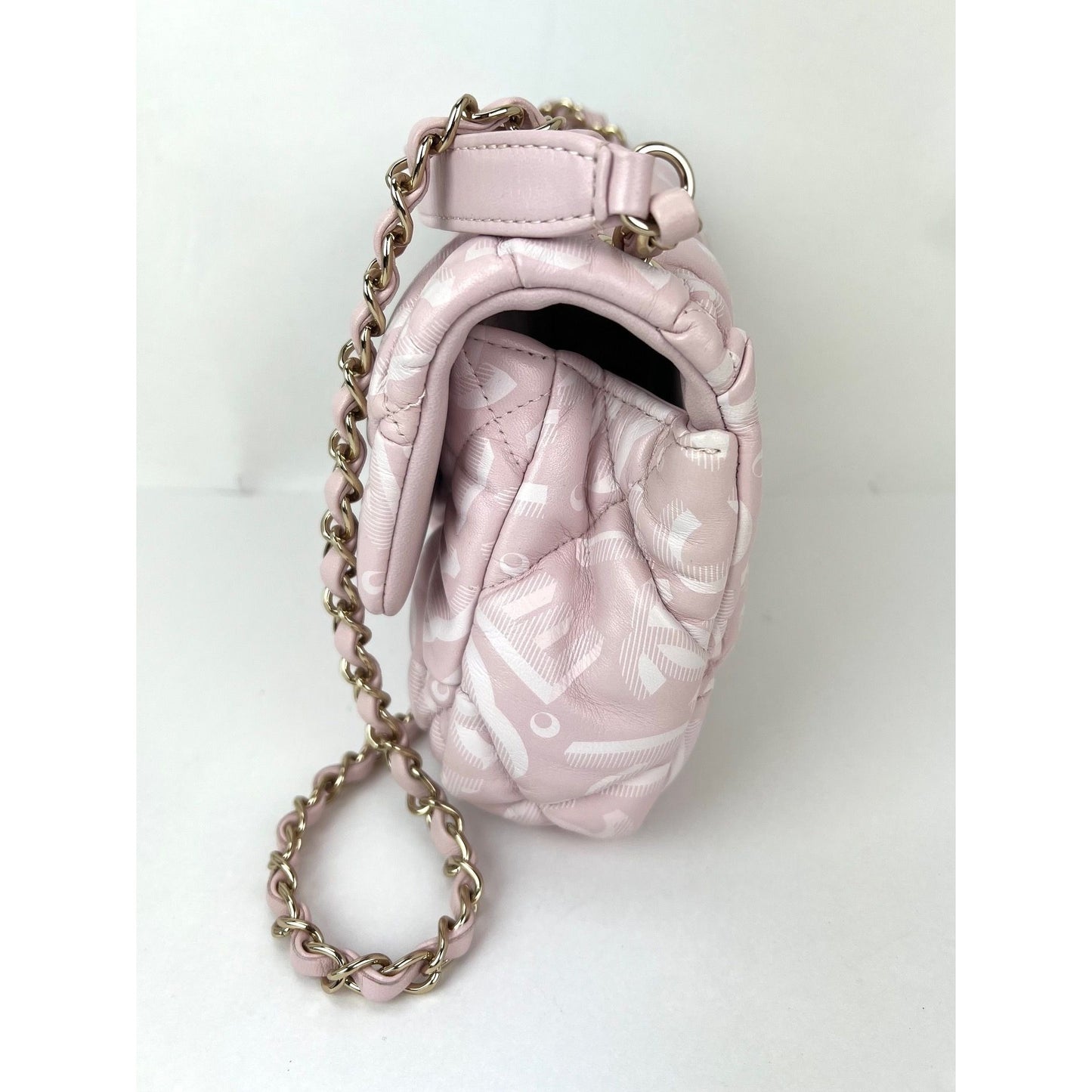 
                  
                    Chanel Printed Calfskin Quilted Medium Puffy Bubbly CC Pink Flap Bag
                  
                