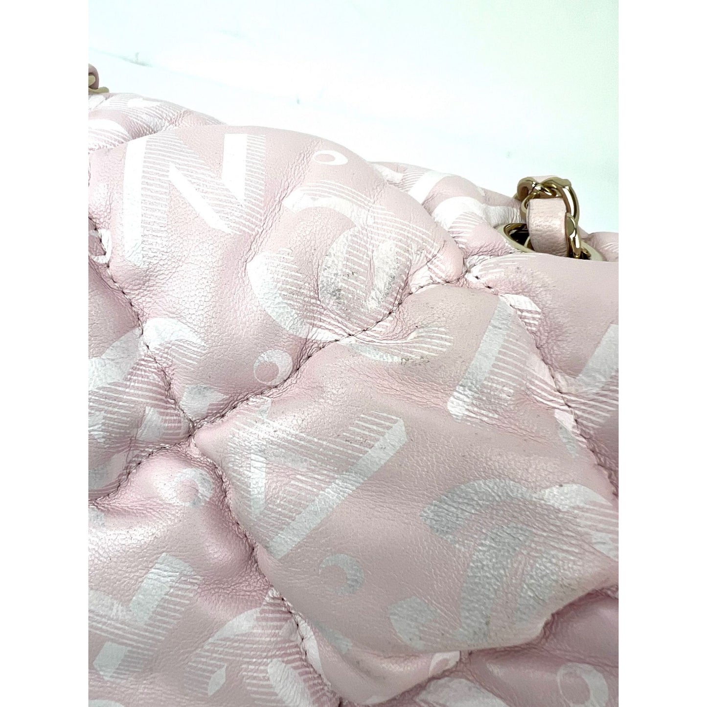 
                  
                    Chanel Printed Calfskin Quilted Medium Puffy Bubbly CC Pink Flap Bag
                  
                