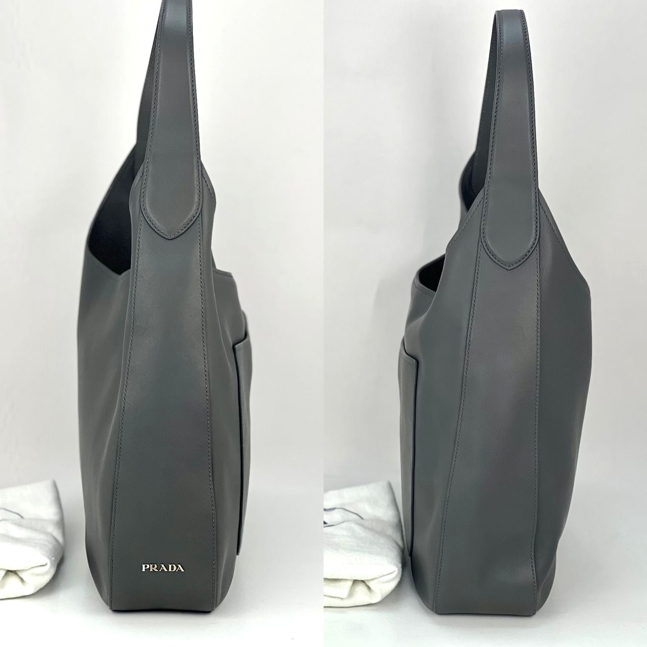 
                  
                    Prada Vitello Daino grey Hobo Shoulder Bag
                  
                