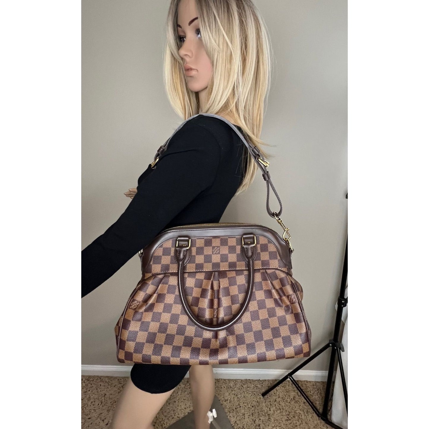 
                  
                    Louis Vuitton Trevi PM Damier Ebene Canvas Shoulder Hand Bag
                  
                