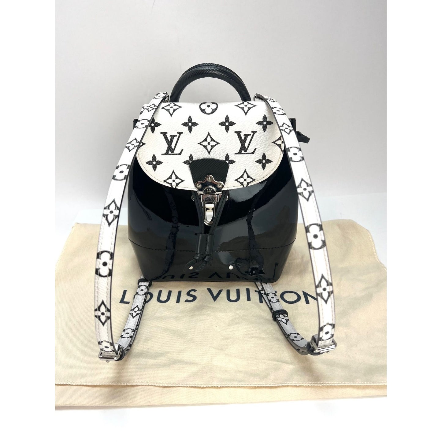hot springs backpack louis vuitton Louis Vuitton Hot Springs White Monogram Patent Leather Backpack – Debsluxurycloset