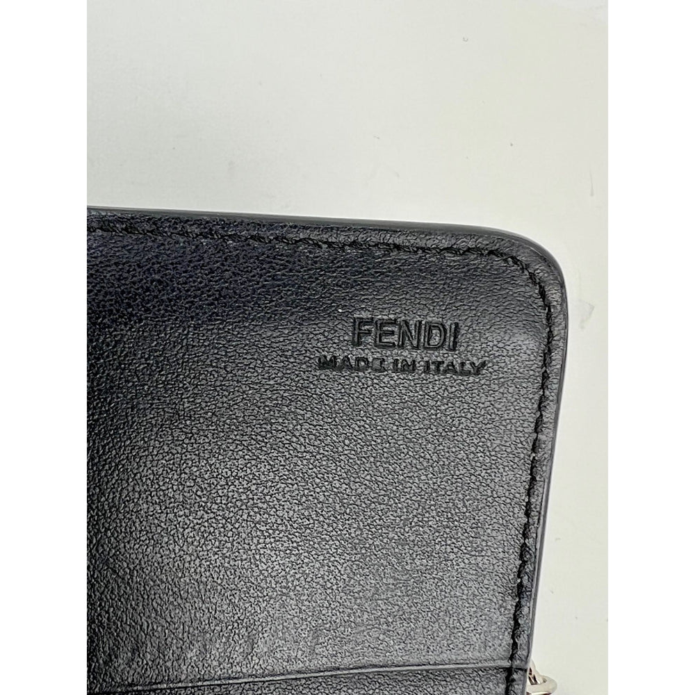 FENDI Monster Eyes Leather Wallet Black