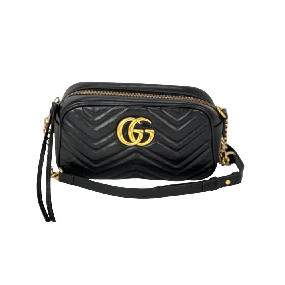 Gucci GG Marmont Small Chain Black Matelasse Leather Crossbody Bag