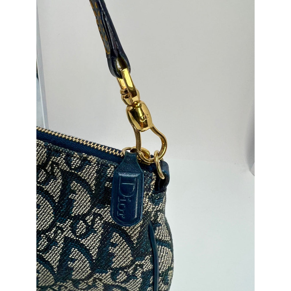 Dior Saddle Monogram Mini Navy in Canvas / Cowhide Leather with