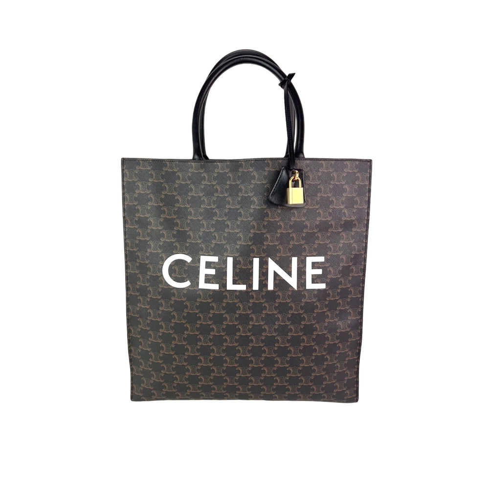 Celine Triomphe Vertical Cabas Black Monogram Canvas Tote